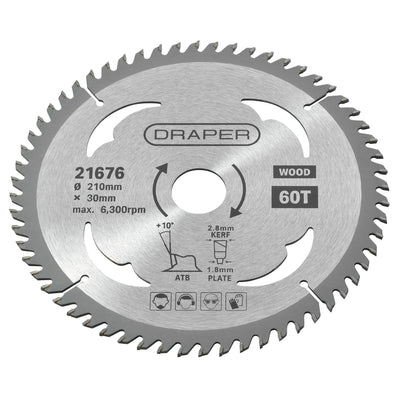 DR-21676 — TCT Circular Saw Blade for Wood, 210 x 30mm, 60T