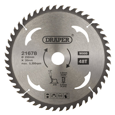 DR-21678 — TCT Circular Saw Blade for Wood, 250 x 30mm, 48T