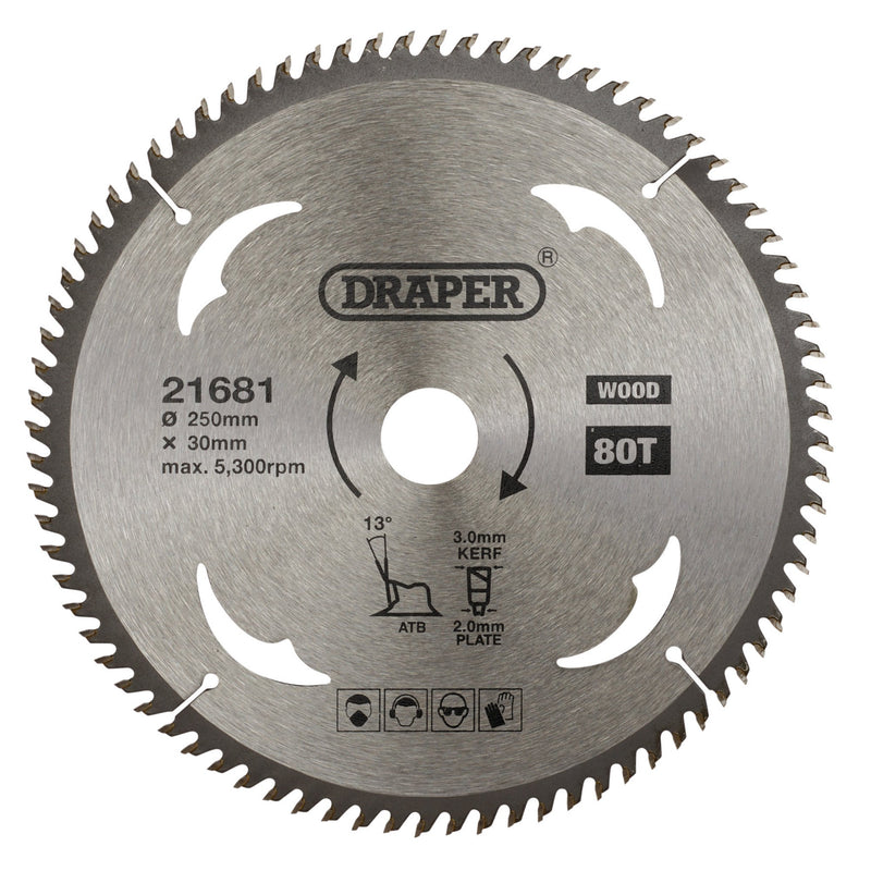 DR-21681 — TCT Circular Saw Blade for Wood, 250 x 30mm, 80T
