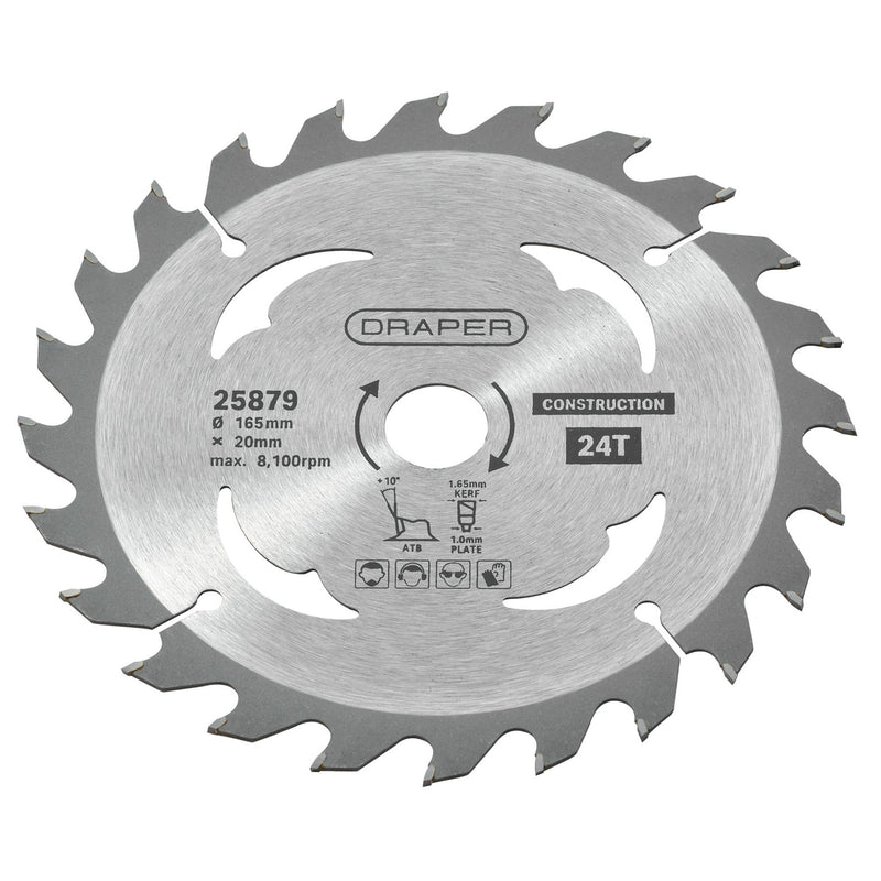 DR-25879 — TCT Cordless Construction Circular Saw Blade for Wood & Composites, 165 x 20mm, 24T