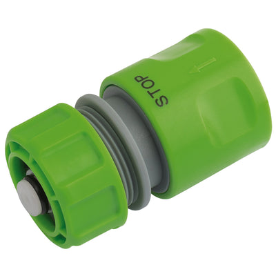 Garden Hose Connector with Water Stop Feature