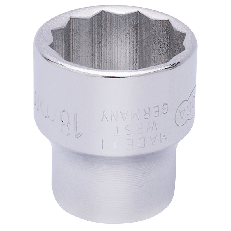 DR-25945 — Elora Bi-Hexagon Socket, 3/8" Sq. Dr., 18mm
