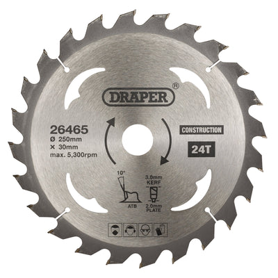 DR-26465 — TCT Construction Circular Saw Blade, 250 x 30mm, 24T