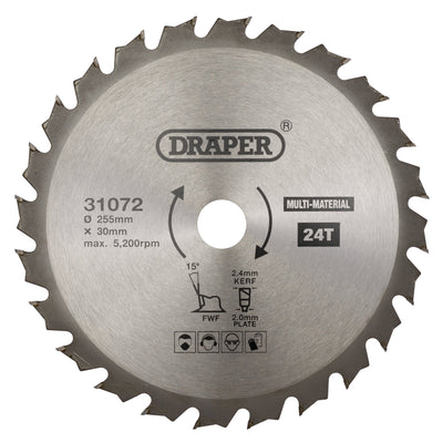 DR-31072 — TCT Multi-Purpose Circular Saw Blade, 255 x 30mm, 24T