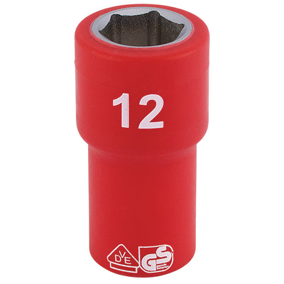 DR-31490 — Draper Expert Fully Insulated VDE Socket, 1/4" Sq. Dr., 12mm