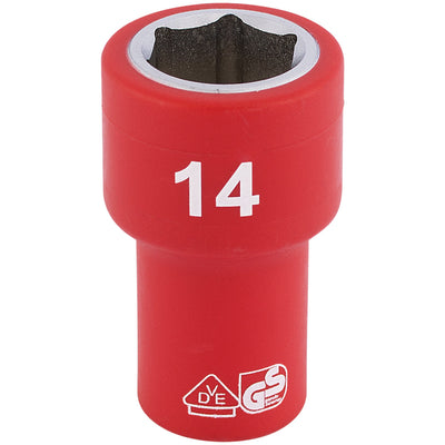 DR-31492 — Draper Expert Fully Insulated VDE Socket, 1/4" Sq. Dr., 14mm