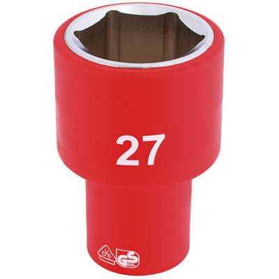 DR-31964 — Draper Expert Fully Insulated VDE Socket, 1/2" Sq. Dr., 27mm