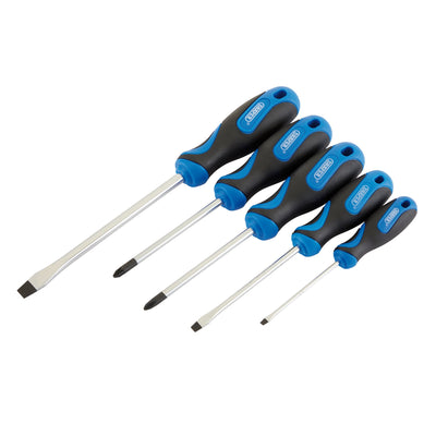 DR-32610 — Soft Grip Screwdriver Set, 3 x Plain Slot, 1 x Cross Slot, 1 x PZ TYPE (5 Piece)