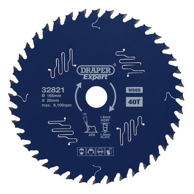 Draper Expert TCT Circular Saw Blade for Wood with PTFE Coating