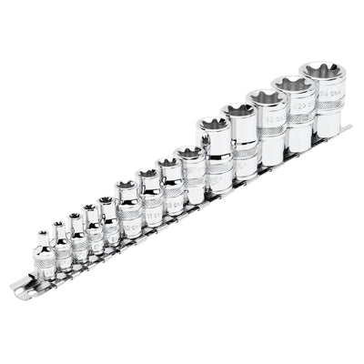 DR-34415 — Draper Expert TX-STAR® Socket Set on Rail, 1/4", 3/8" & 1/2" Sq. Dr. (14 Piece)