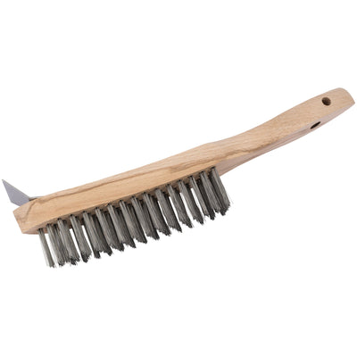 DR-36176 — Heavy Duty 4 Row Wire Scratch Brush with Scraper, 310mm