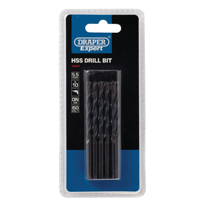 DR-38807 — Draper Expert HSS Drill Bit, 5.5 x 185mm (Pack of 10)