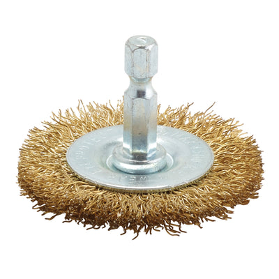 DR-41427 — Brassed Steel Crimped Wire Wheel Brush, 50mm