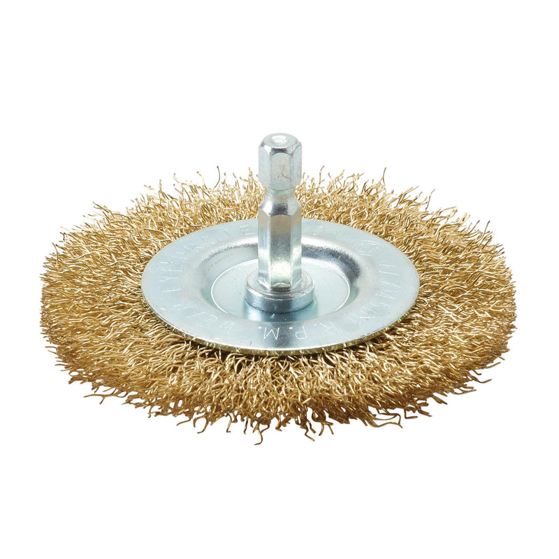 DR-41429 — Brassed Steel Crimped Wire Wheel Brush, 75mm 