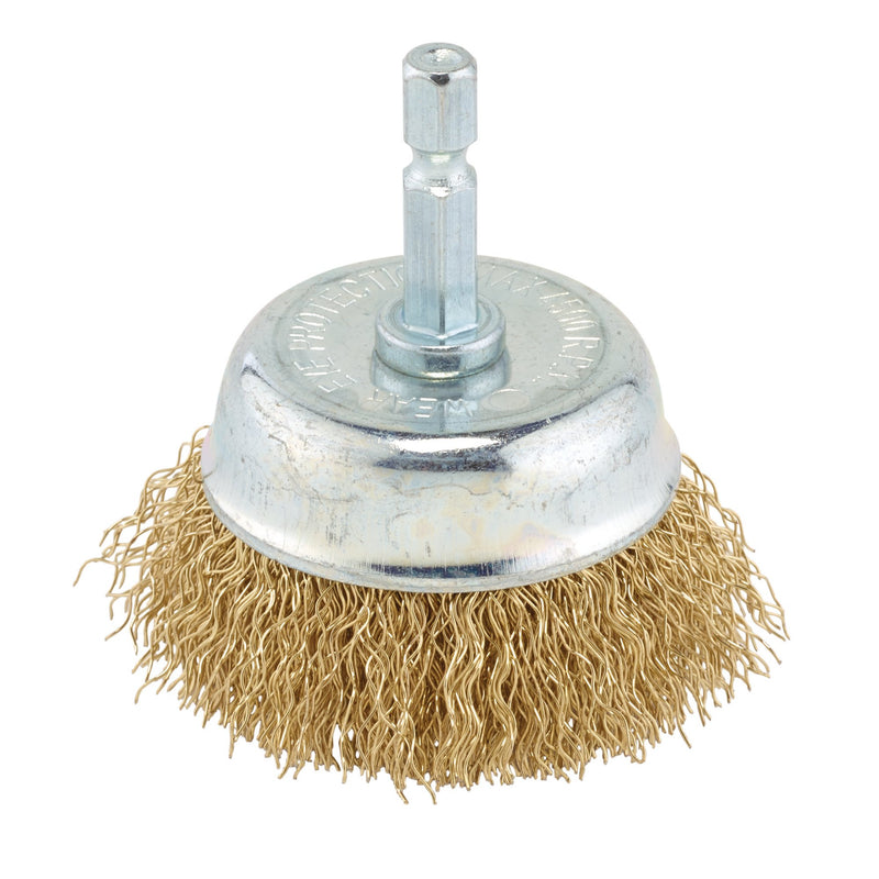 DR-41432 — Brassed Steel Crimped Wire Cup Brush, 50mm
