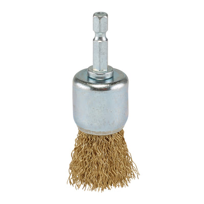 DR-41438 — Brassed Steel Crimped Wire End Brush, 25mm