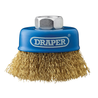 DR-41443 — Brassed Steel Crimped Wire Cup Brush, 65mm, M14