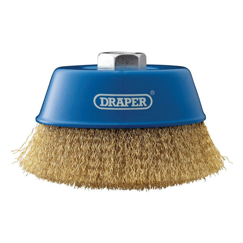 DR-41446 — Brassed Steel Crimped Wire Cup Brush, 125mm, M14