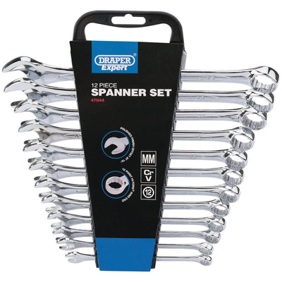 DR-47044 — Draper Expert HI-TORQ® Metric Combination Spanner Set, 8 - 19mm (12 Piece)
