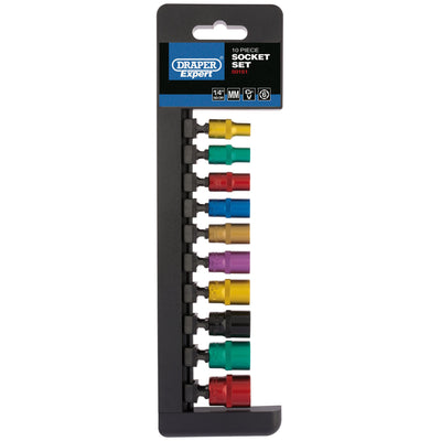 DR-50151 — Draper Expert Metric Coloured Socket Set, 1/4" Sq. Dr. (10 Piece)