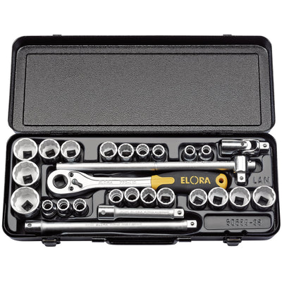 DR-50650 — Elora Metric and Imperial Socket Set, 1/2" Sq. Dr. (27 Piece)