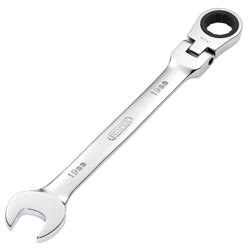 DR-52021 — Draper HI-TORQ® Metric Flexible Head Ratcheting Combination Spanner, 19mm