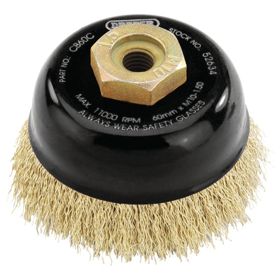 DR-52634 — Draper Expert Brassed Steel Crimped Wire Cup Brush, 60mm, M10