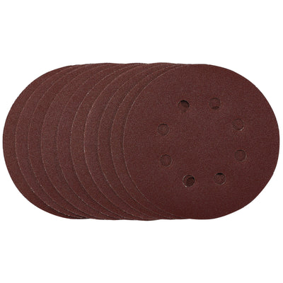DR-54756 — Punched Sanding Discs, 125mm, Hook & Loop, 120 Grit, (Pack of 10)