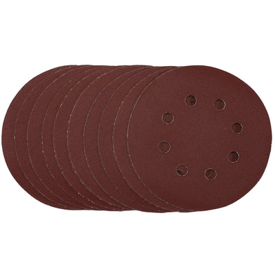 DR-54758 — Punched Sanding Discs, 125mm, Hook & Loop, 240 Grit, (Pack of 10)