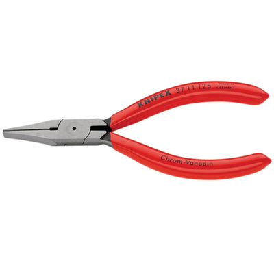 DR-55952 — KNIPEX 37 11 125 Flat Nose Pliers for precision mechanics plastic coated black atramentized, 125mm
