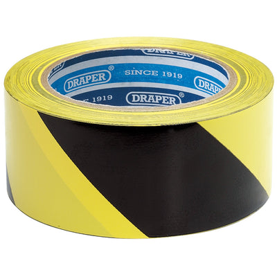 DR-63382 — Adhesive Hazard Tape Roll, 33m x 50mm, Black and Yellow