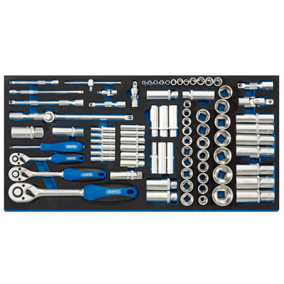 DR-63540 — Socket Set in Full Drawer EVA Insert Tray, 1/4", 3/8", and 1/2" (84 Piece)