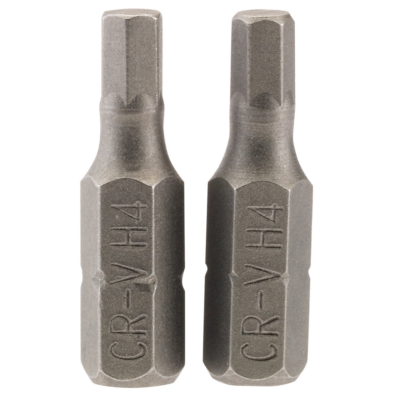 DR-63982 — Hexagonal Insert Bit, 4mm, 1/4" Hex, 25mm Long (Pack of 2)