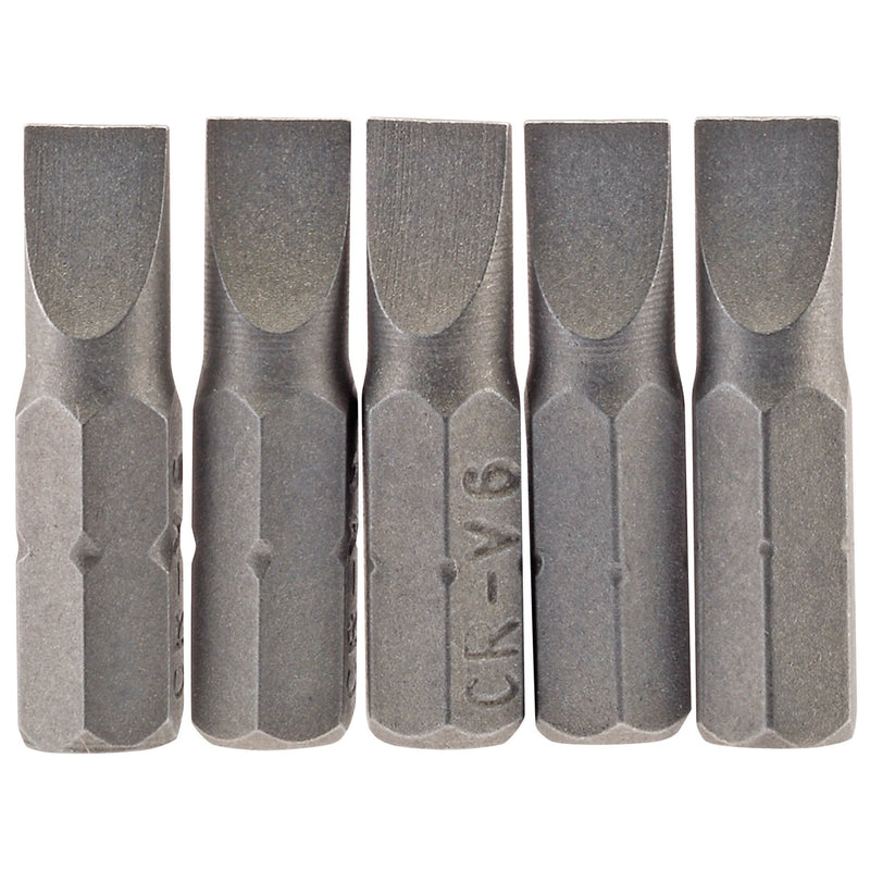 DR-64011 — Plain Slot Insert Bit, 6mm, 1/4" Hex, 25mm Long (Pack of 5)