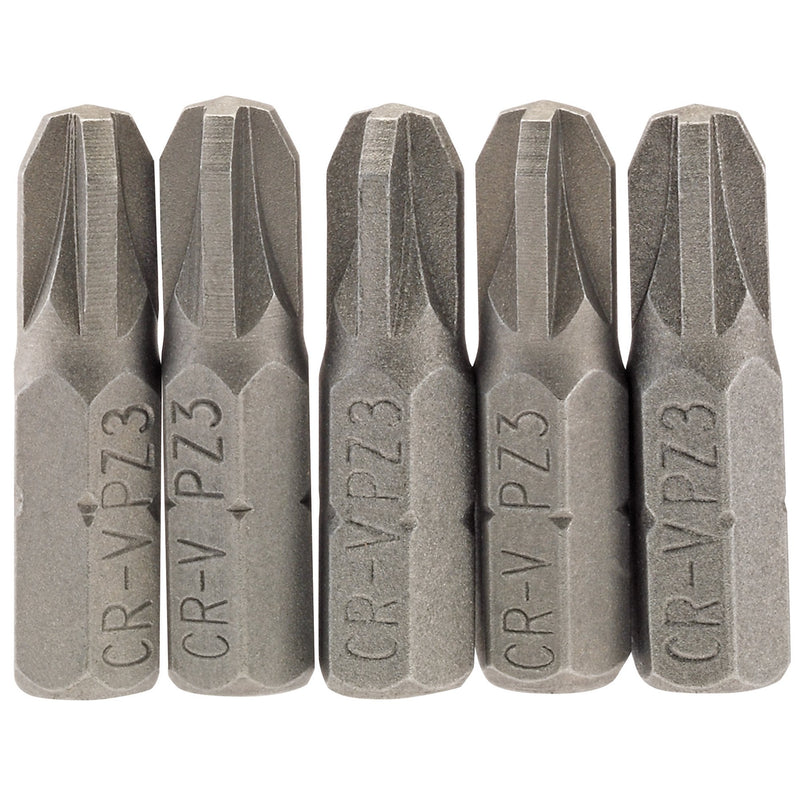 DR-64016 — PZ Type Insert Bit, 1/4" Hex, 25mm Long, No.3 (Pack of 5)