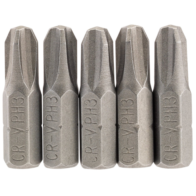 DR-64023 — Cross Slot Insert Bit, 1/4" Hex, 25mm Long, No.3 (Pack of 5)