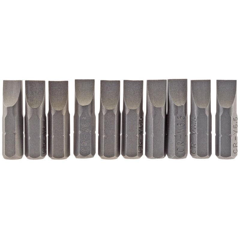 DR-64034 — Plain Slot Insert Bit, 6.5mm, 1/4" Hex, 25mm Long (Pack of 10)