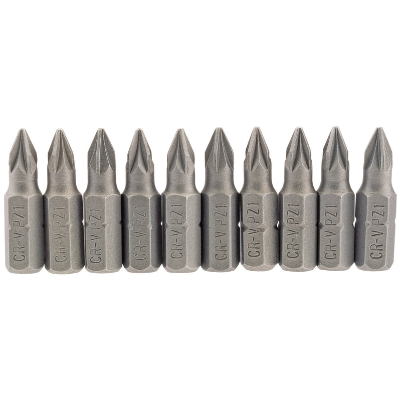 DR-64047 — PZ Type Insert Bit, 1/4" Hex, 25mm Long, No.1 (Pack of 10)