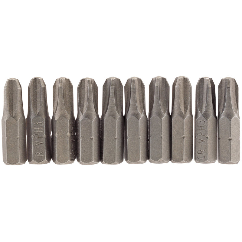 DR-64087 — Cross Slot Insert Bit, 1/4" Hex, 25mm Long, No.3 (Pack of 10)