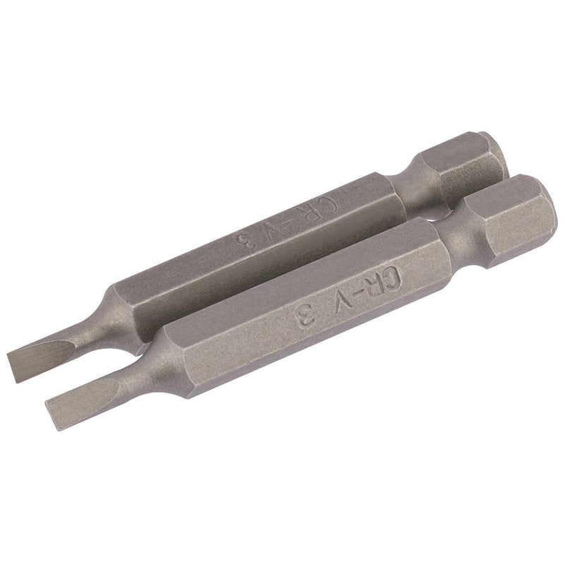 DR-64088 — Plain Slot Insert Bit, 3mm, 1/4" Hex, 50mm Long (Pack of 2)