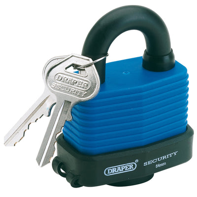 DR-64178 — Laminated Steel Padlock and 2 Keys with Hardened Steel Shackle and Bumper, 54mm