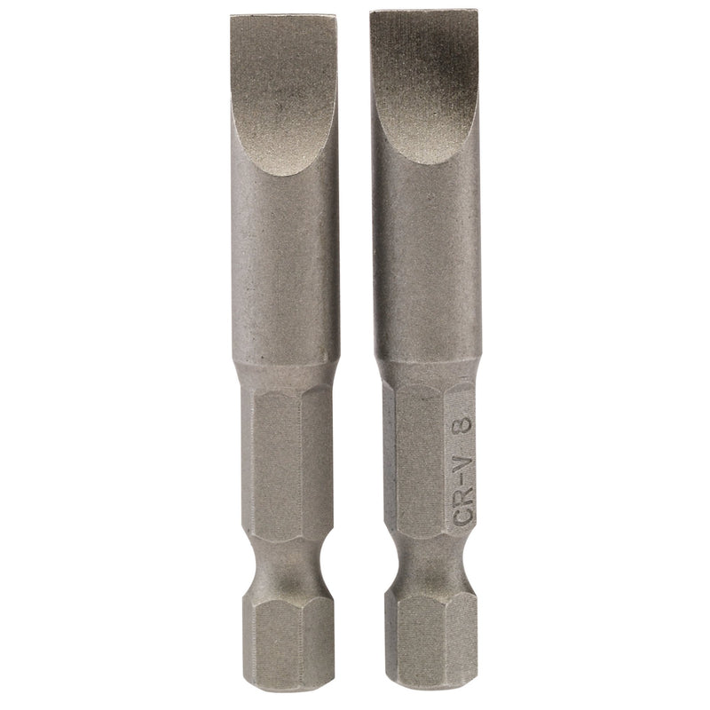DR-64226 — Plain Slot Insert Bit, 8mm, 1/4" Hex, 50mm Long (Pack of 2)