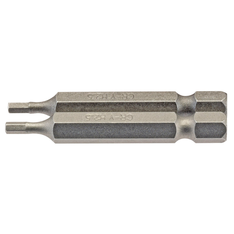 DR-64246 — Hexagonal Insert Bit, 2.5mm, 1/4" Hex, 50mm Long (Pack of 2)