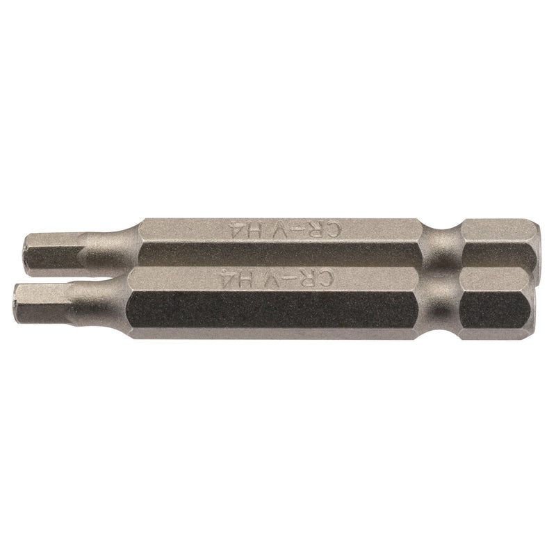 DR-64254 — Hexagonal Insert Bit, 4mm, 1/4" Hex, 50mm Long (Pack of 2)