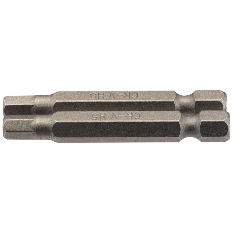 DR-64255 — Hexagonal Insert Bit, 5mm, 1/4" Hex, 50mm Long (Pack of 2)