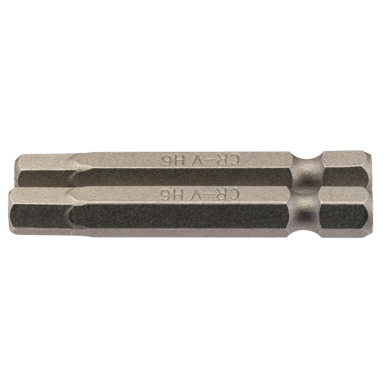 DR-64259 — Hexagonal Insert Bit, 6mm, 1/4" Hex, 50mm Long (Pack of 2)