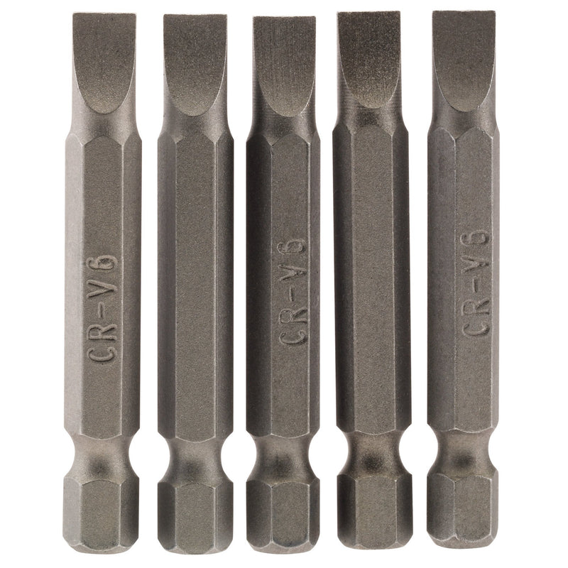 DR-64273 — Plain Slot Insert Bit, 6mm, 1/4" Hex, 50mm Long (Pack of 5)
