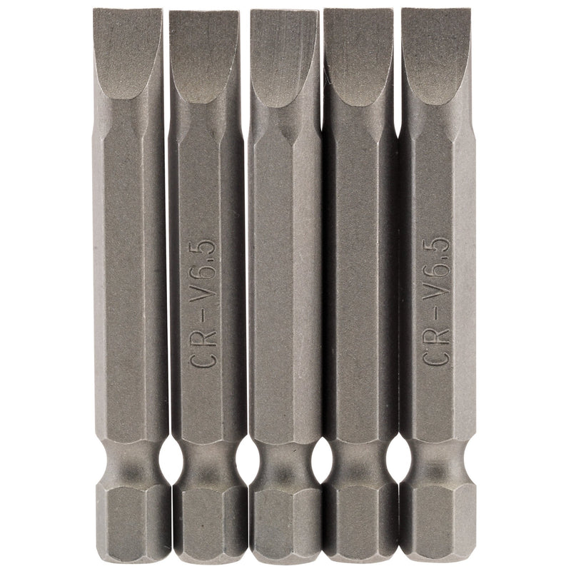 DR-64276 — Plain Slot Insert Bit, 6.5mm, 1/4" Hex, 50mm Long (Pack of 5)