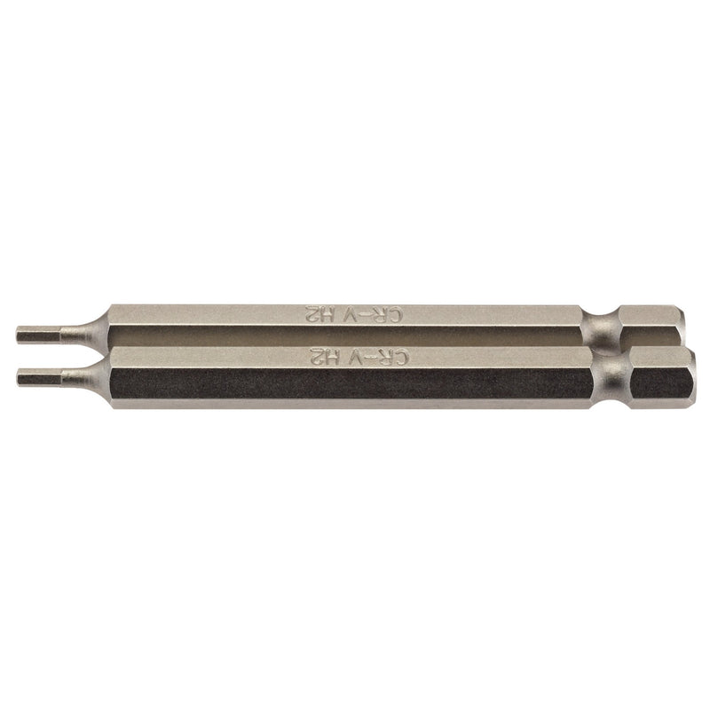 DR-64318 — Hexagonal Insert Bit, 2mm, 1/4" Hex, 75mm Long (Pack of 2)