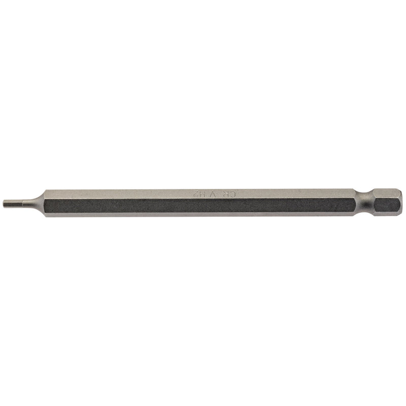 DR-64370 — Hexagonal Insert Bit, 2mm, 1/4" Hex, 100mm Long (Pack of 1)